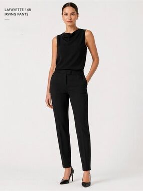 LAFAYETTE 148 IRVING BLACK BUSINESS CASUAL TAILORED STRAIGHT CAREER PANTS SZ 8